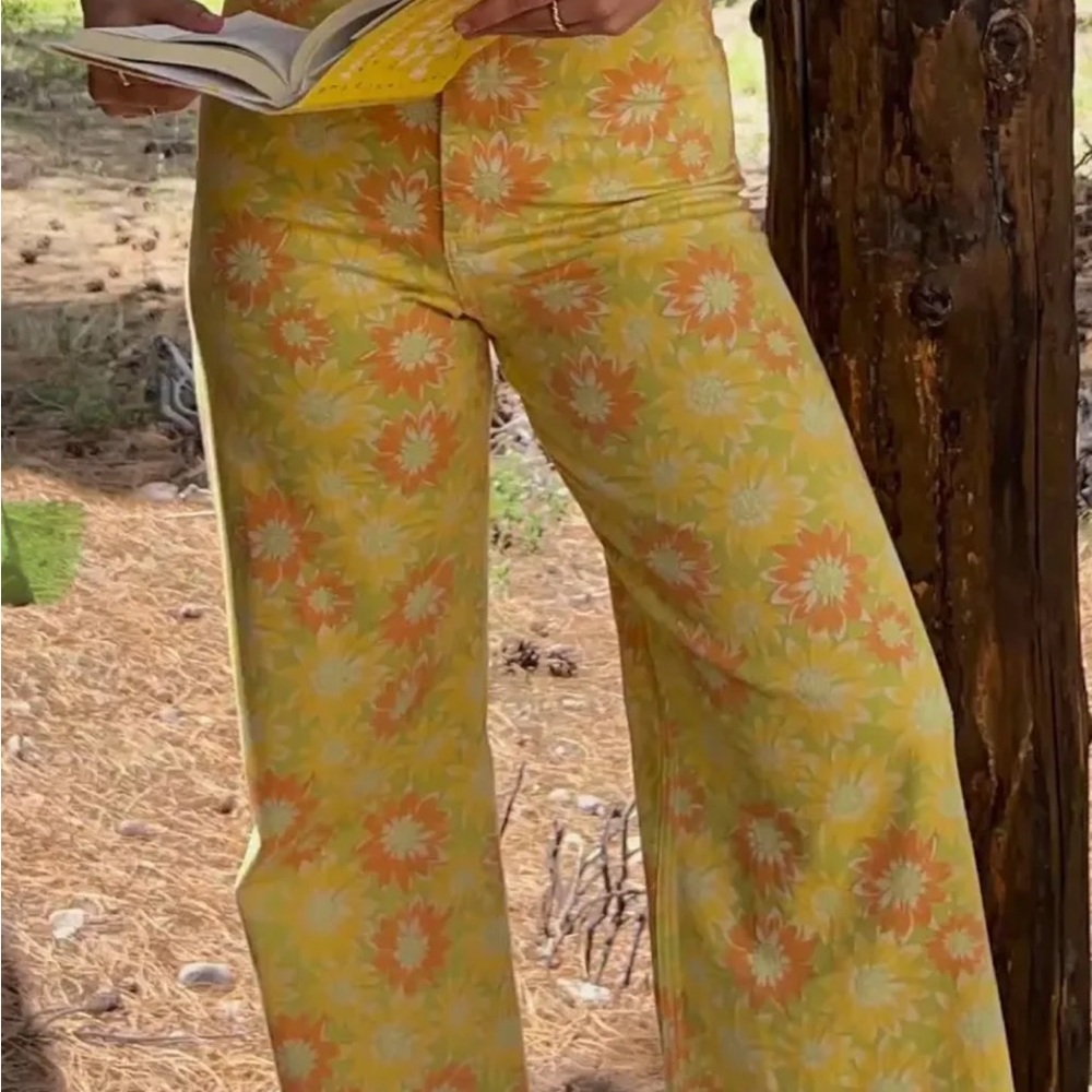 Zara Marine Floral Wide-Leg Jeans